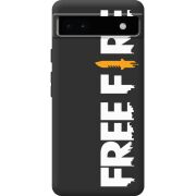 Черный чехол BoxFace Google Pixel 6A Free Fire White Logo