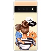 Прозрачный чехол BoxFace Google Pixel 6 Pro Super Mama and Son