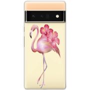 Прозрачный чехол BoxFace Google Pixel 6 Pro Floral Flamingo