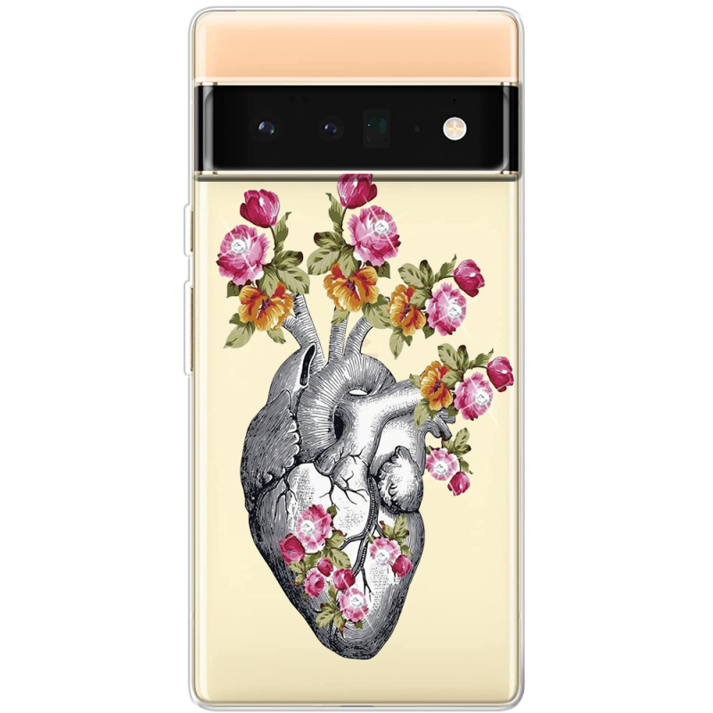 Чехол со стразами Google Pixel 6 Pro Heart