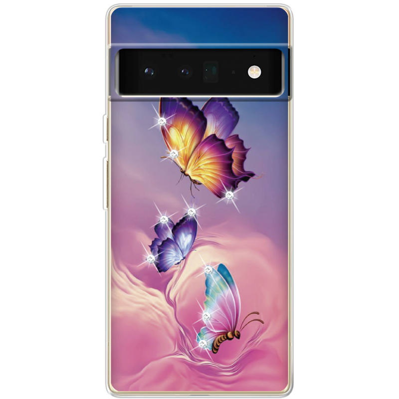 Чехол со стразами Google Pixel 6 Pro Butterflies