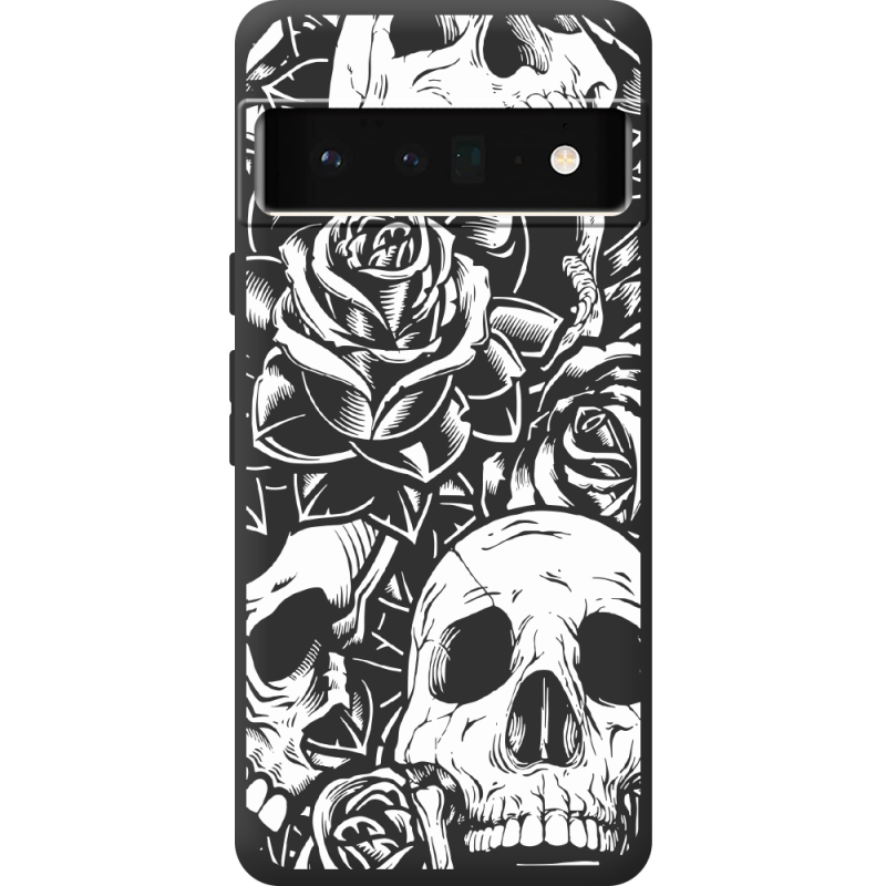 Черный чехол BoxFace Google Pixel 6 Pro Skull and Roses