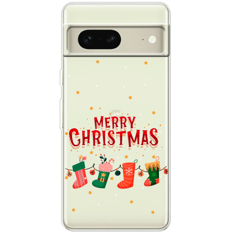 Прозрачный чехол BoxFace Google Pixel 7 Merry Christmas