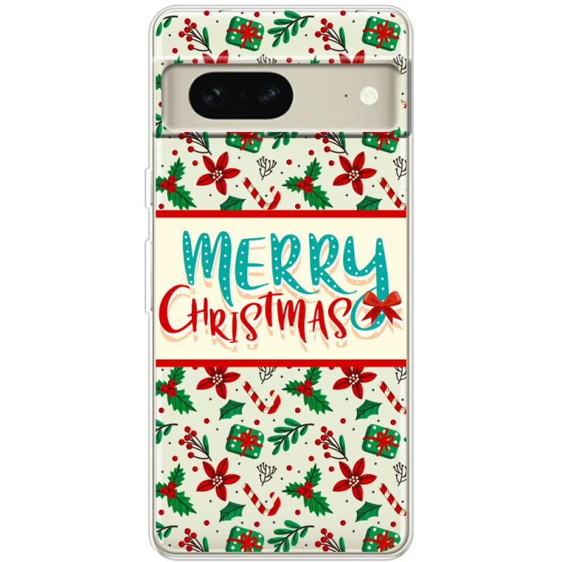 Прозрачный чехол BoxFace Google Pixel 7 Vintage Christmas Pattern