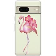 Прозрачный чехол BoxFace Google Pixel 7 Floral Flamingo