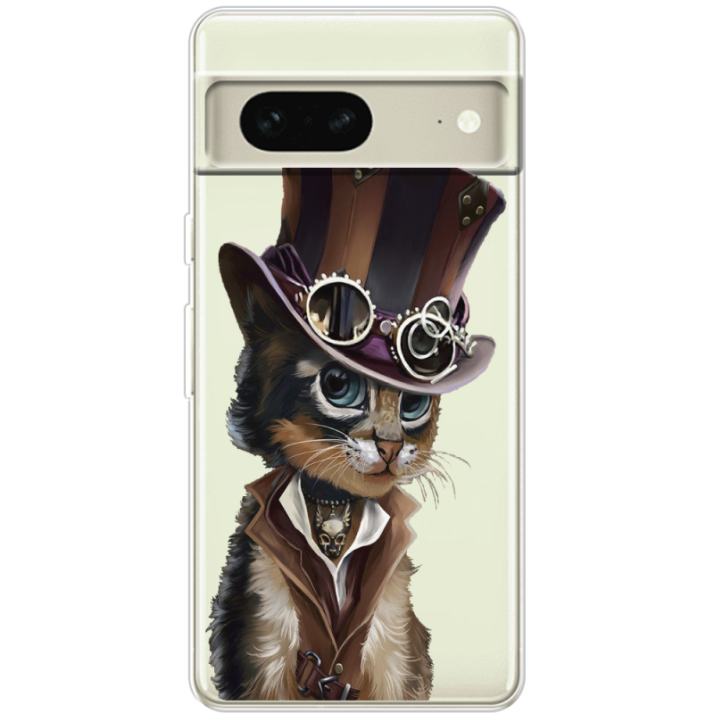 Прозрачный чехол BoxFace Google Pixel 7 Steampunk Cat