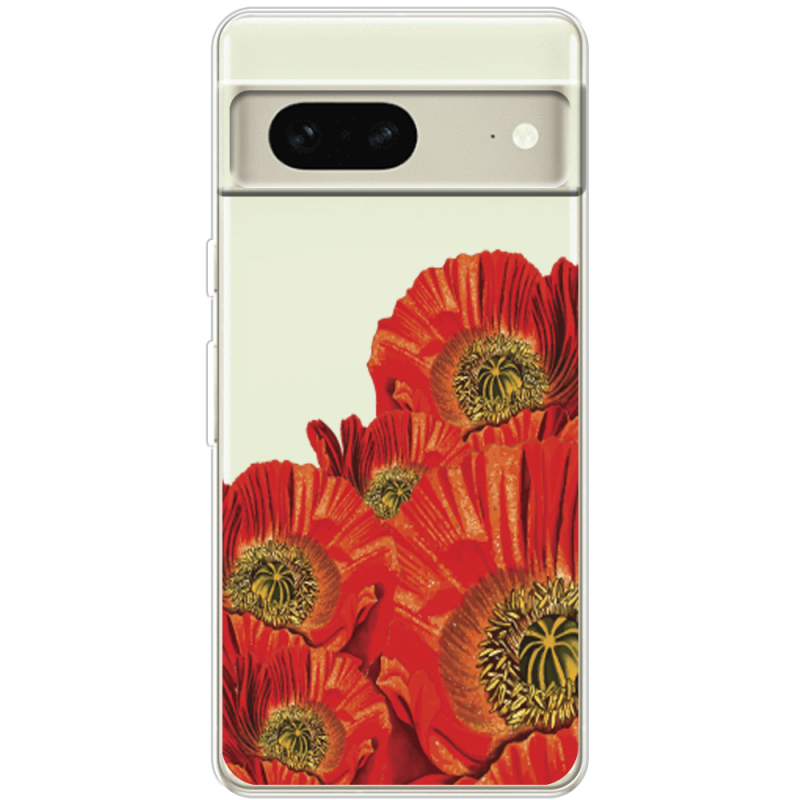 Прозрачный чехол BoxFace Google Pixel 7 Red Poppies