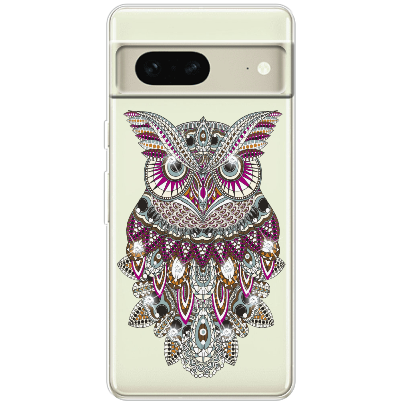 Чехол со стразами Google Pixel 7 Owl