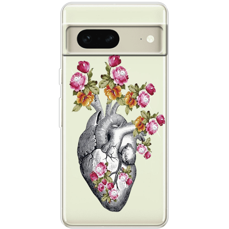 Чехол со стразами Google Pixel 7 Heart