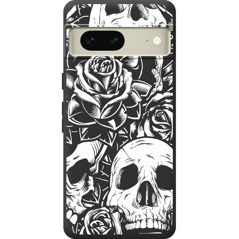 Черный чехол BoxFace Google Pixel 7 Skull and Roses