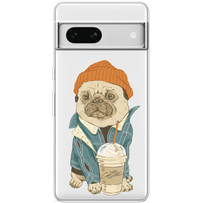 Прозрачный чехол BoxFace Google Pixel 7A Dog Coffeeman