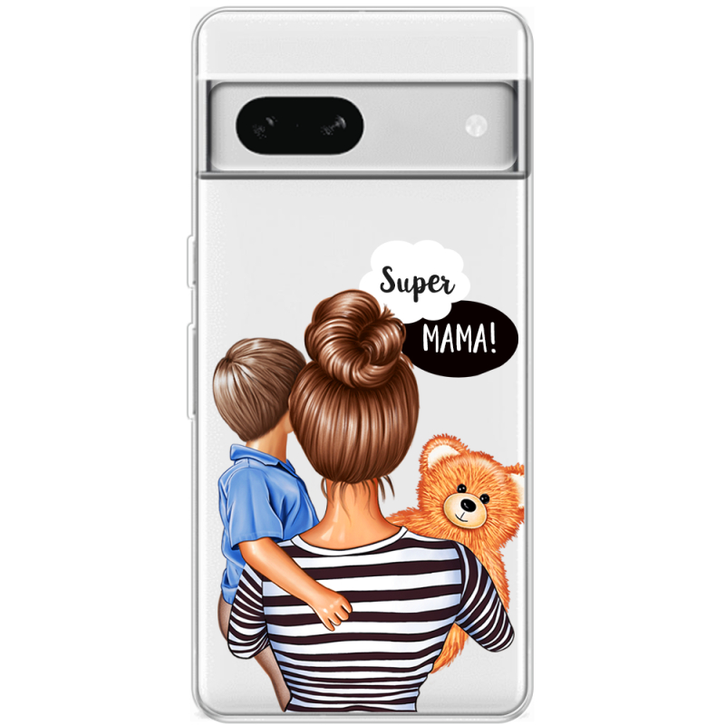 Прозрачный чехол BoxFace Google Pixel 7A Super Mama and Son