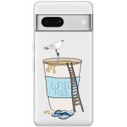 Прозрачный чехол BoxFace Google Pixel 7A Segull in Cofee Pool