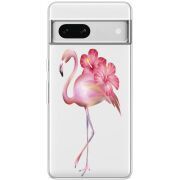 Прозрачный чехол BoxFace Google Pixel 7A Floral Flamingo