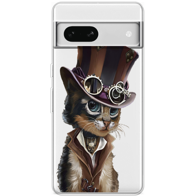 Прозрачный чехол BoxFace Google Pixel 7A Steampunk Cat