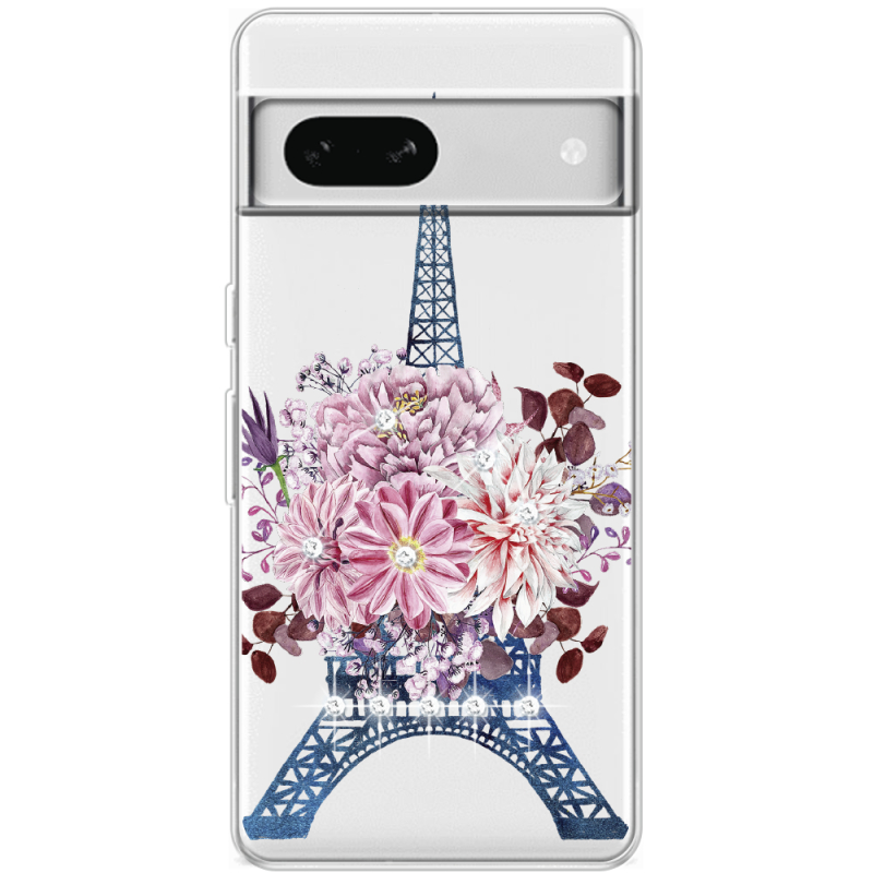 Чехол со стразами Google Pixel 7A Eiffel Tower