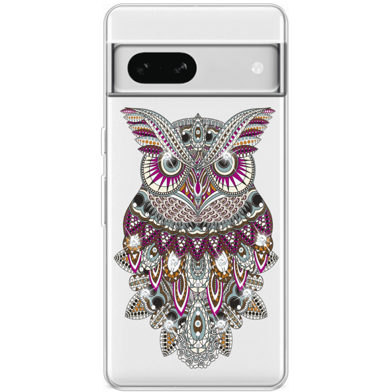 Чехол со стразами Google Pixel 7A Owl