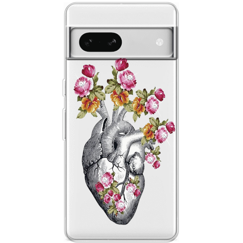 Чехол со стразами Google Pixel 7A Heart