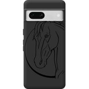 Черный чехол BoxFace Google Pixel 7A Horse