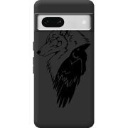Черный чехол BoxFace Google Pixel 7A Wolf and Raven