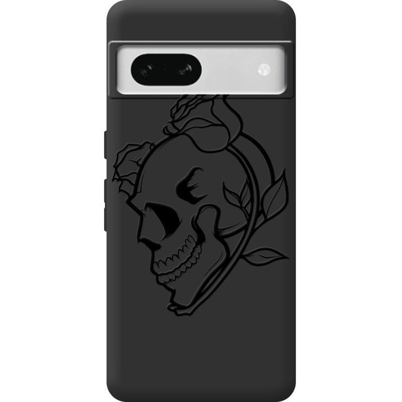 Черный чехол BoxFace Google Pixel 7A Skull and Roses