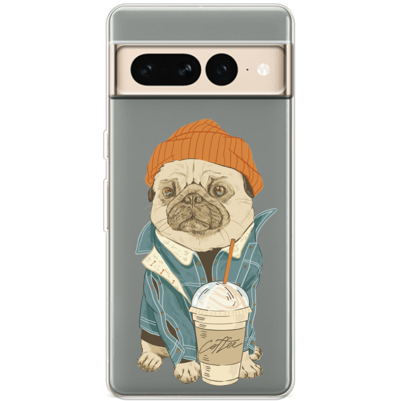 Прозрачный чехол BoxFace Google Pixel 7 Pro Dog Coffeeman