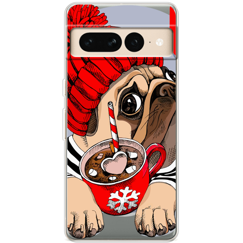 Прозрачный чехол BoxFace Google Pixel 7 Pro Winter Puggy