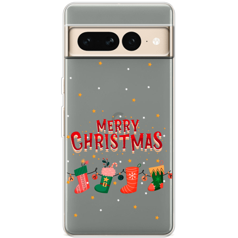 Прозрачный чехол BoxFace Google Pixel 7 Pro Merry Christmas