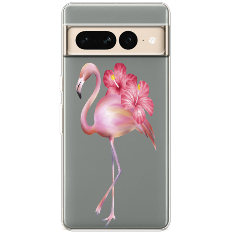 Прозрачный чехол BoxFace Google Pixel 7 Pro Floral Flamingo