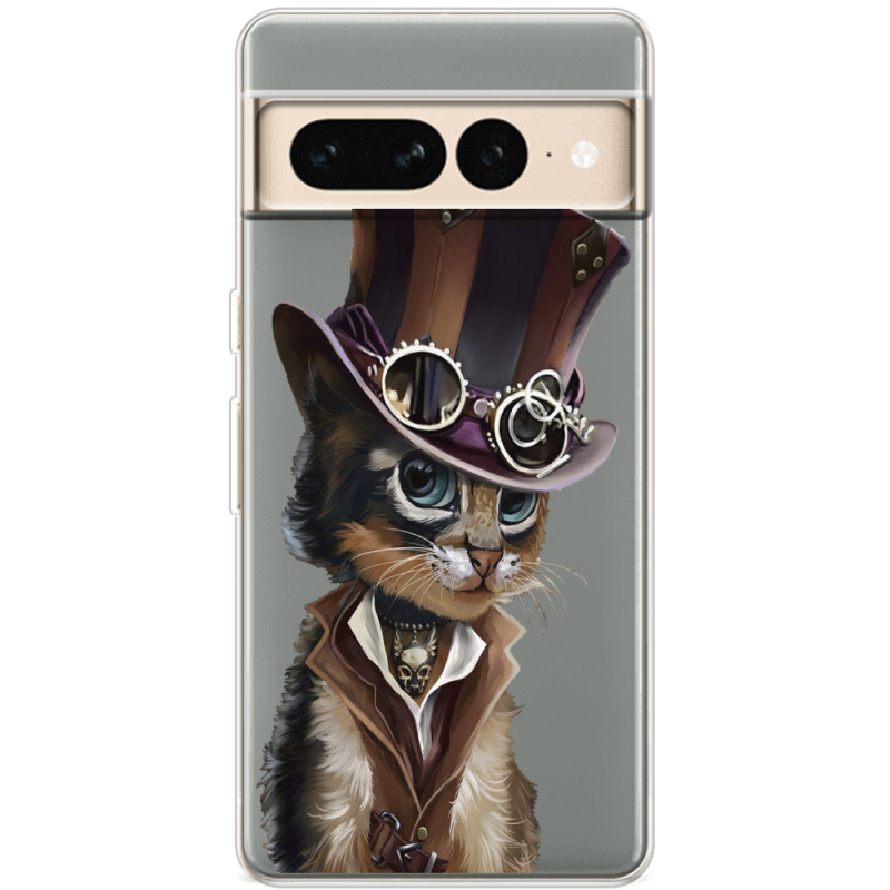 Прозрачный чехол BoxFace Google Pixel 7 Pro Steampunk Cat