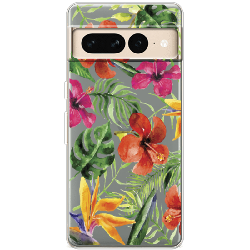 Прозрачный чехол BoxFace Google Pixel 7 Pro Tropical Flowers