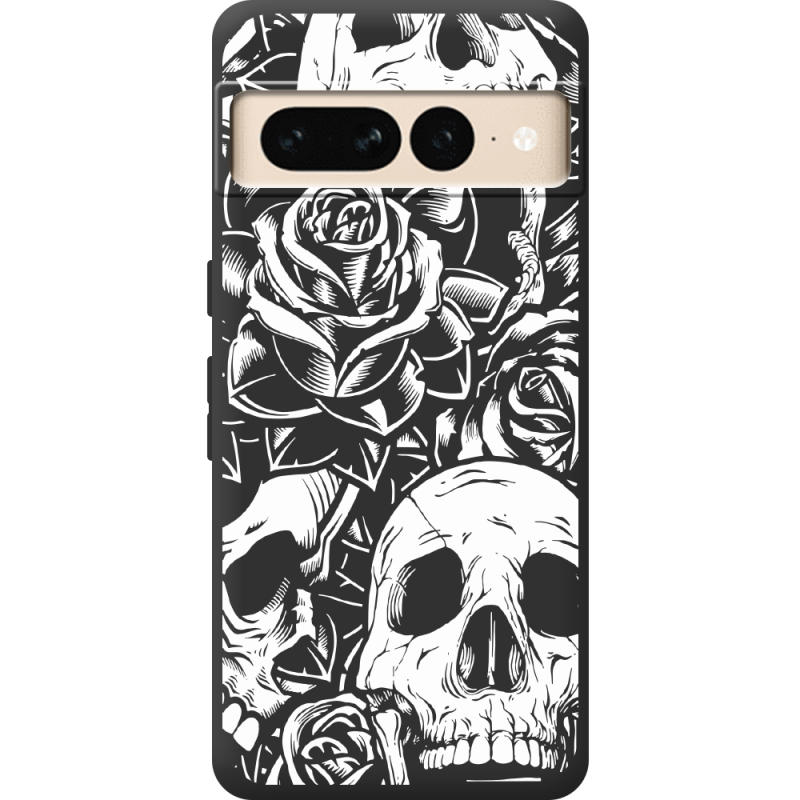 Черный чехол BoxFace Google Pixel 7 Pro Skull and Roses