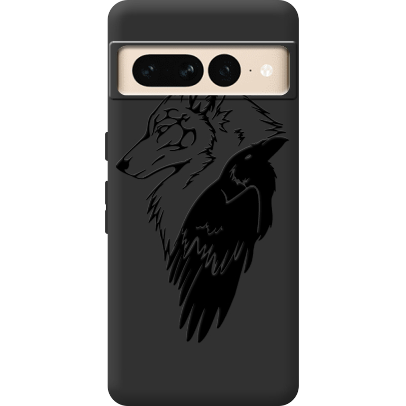 Черный чехол BoxFace Google Pixel 7 Pro Wolf and Raven