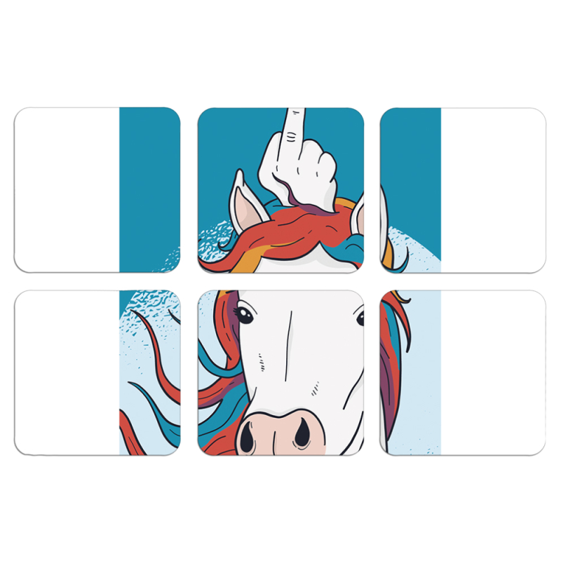 Магнитные фотопазлы 50 на 50 набор 6 штук Fuck Unicorn