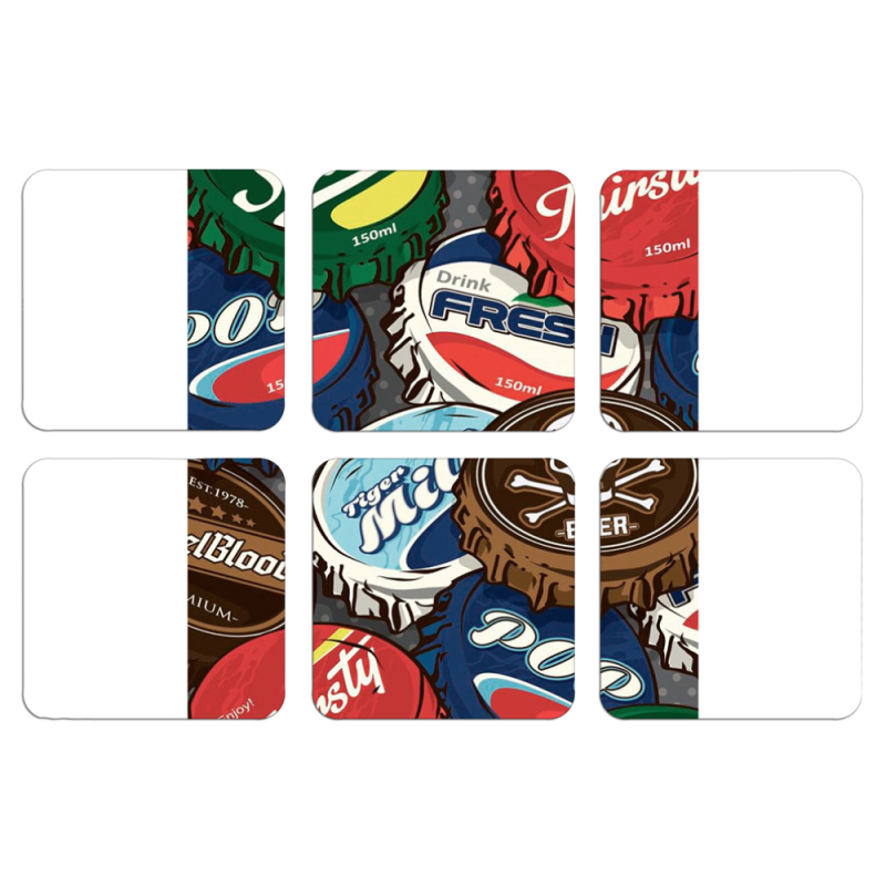 Магнитные фотопазлы 50 на 50 набор 6 штук Drink Lids