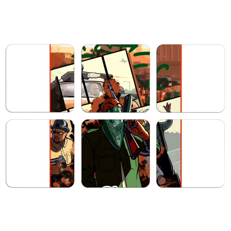 Магнитные фотопазлы 50 на 50 набор 6 штук GTA San Andreas