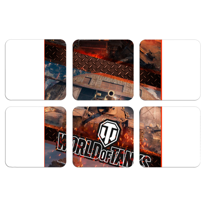 Магнитные фотопазлы 50 на 50 набор 6 штук World Of Tanks
