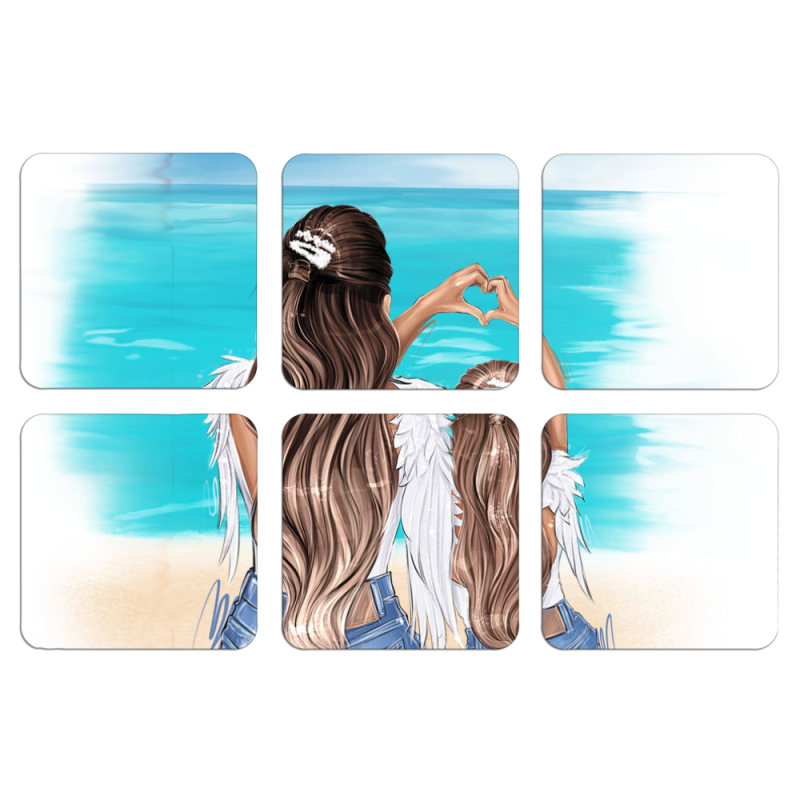 Магнитные фотопазлы 50 на 50 набор 6 штук Family Vacation