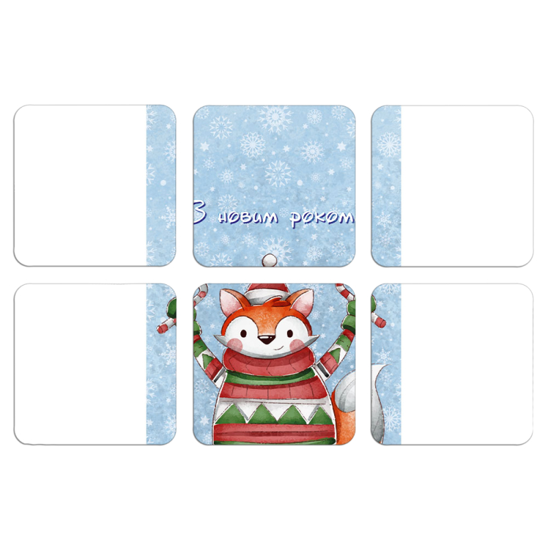 Магнитные фотопазлы 50 на 50 набор 6 штук Fox З новим роком!