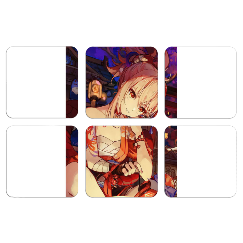 Магнитные фотопазлы 50 на 50 набор 6 штук Genshin Ёимия с огоньком