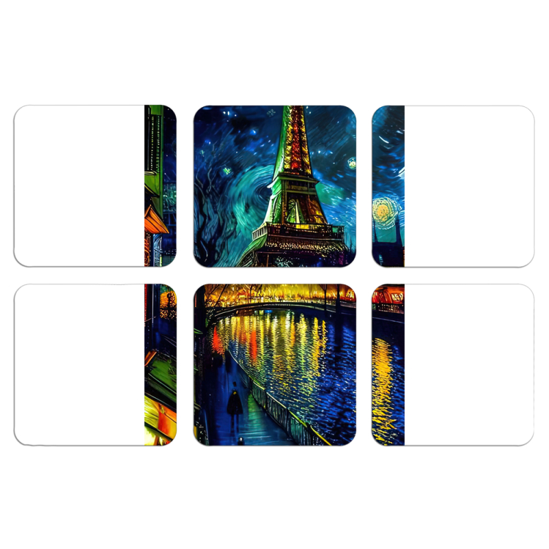 Магнитные фотопазлы 50 на 50 набор 6 штук Сяйво над Парижем