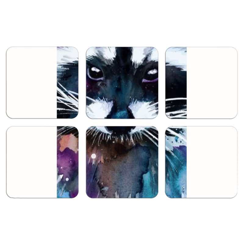 Магнитные фотопазлы 50 на 50 набор 6 штук Акварельный енот