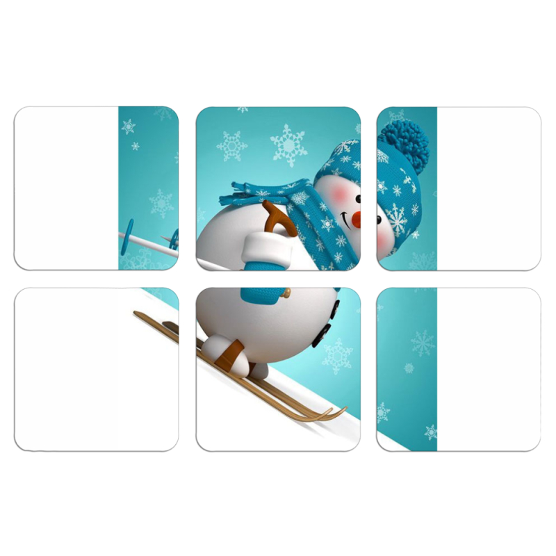 Магнитные фотопазлы 50 на 50 набор 6 штук Skier Snowman