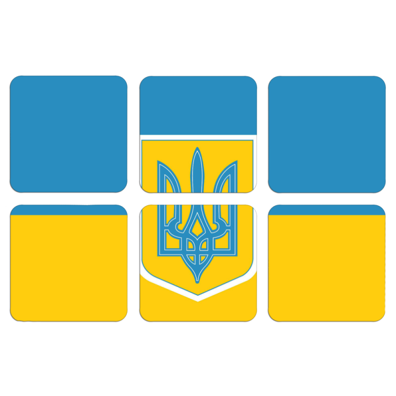 Магнитные фотопазлы 50 на 50 набор 6 штук Герб України