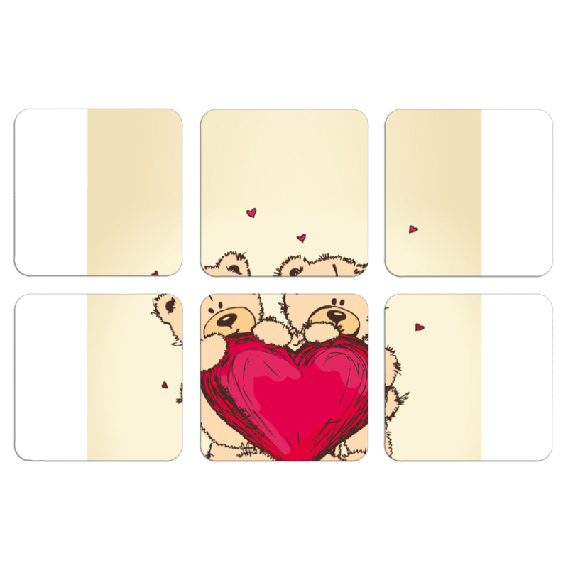 Магнитные фотопазлы 50 на 50 набор 6 штук Teddy Bear Love