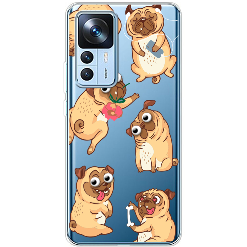 Прозрачный чехол BoxFace Xiaomi 12T / 12T Pro с 3D-глазками Pug