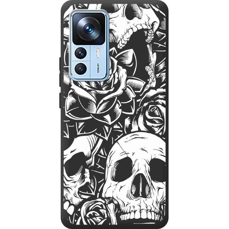 Черный чехол BoxFace Xiaomi 12T / 12T Pro Skull and Roses