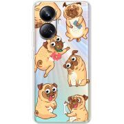 Прозрачный чехол BoxFace Realme 10 Pro Plus с 3D-глазками Pug