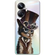 Прозрачный чехол BoxFace Realme 10 Pro Plus Steampunk Cat