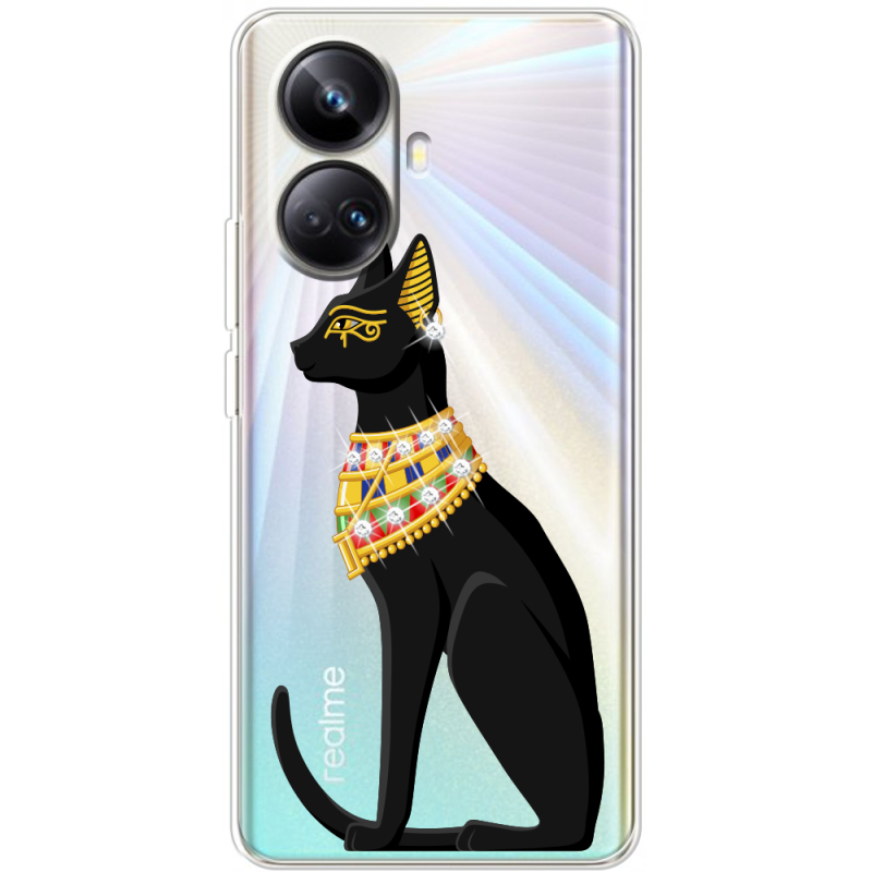 Чехол со стразами Realme 10 Pro Plus Egipet Cat